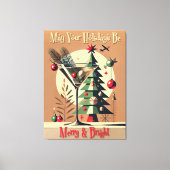 Retro 50s Jet Set Kerstboom Martini Canvas Afdruk (Voorkant)