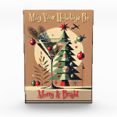 Retro 50s Jet Set Kerstboom Martini Fotoblokken (Voorkant)