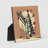 Retro 50s Jet Set Kerstboom Martini Fotoplaat (Voorkant)