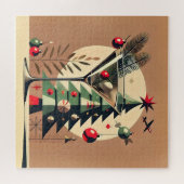 Retro 50s Jet Set Kerstboom Martini Legpuzzel (Horizontaal)