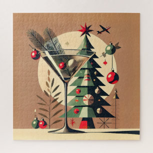 Retro 50s Jet Set Kerstboom Martini Legpuzzel