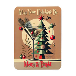 Retro 50s Jet Set Kerstboom Martini Magneet