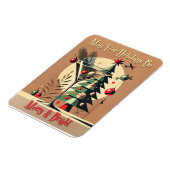 Retro 50s Jet Set Kerstboom Martini Magneet (Linkerzijde)