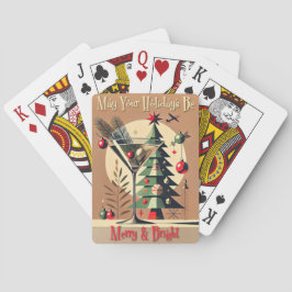 Retro 50s Jet Set Kerstboom Martini Pokerkaarten