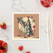 Retro 50s Jet Set Kerstboom Martini Servet (Insitu)