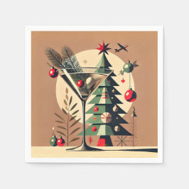 Retro 50s Jet Set Kerstboom Martini Servet
