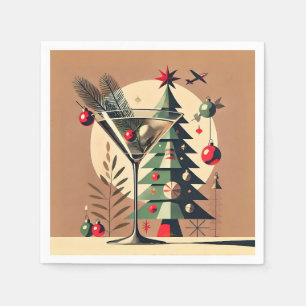 Retro 50s Jet Set Kerstboom Martini Servet