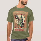 Retro 50s Jet Set Kerstboom Martini T-shirt (Voorkant)