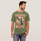 Retro 50s Jet Set Kerstboom Martini T-shirt (Voorkant volledig)