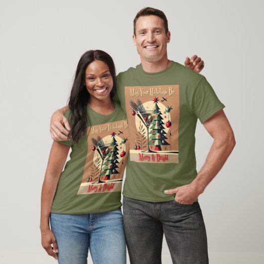 Retro 50s Jet Set Kerstboom Martini T-shirt (Unisex)