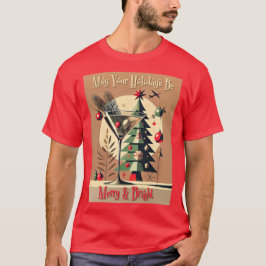 Retro 50s Jet Set Kerstboom Martini T-shirt