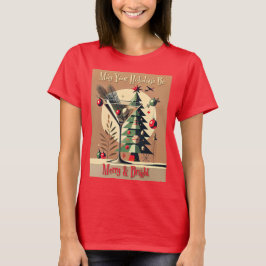 Retro 50s Jet Set Kerstboom Martini T-shirt