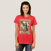 Retro 50s Jet Set Kerstboom Martini T-shirt (Voorkant volledig)