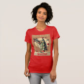 Retro 50s Jet Set Kerstboom Martini T-shirt (Voorkant volledig)
