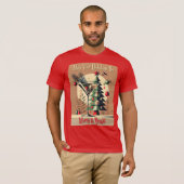Retro 50s Jet Set Kerstboom Martini T-shirt (Voorkant volledig)