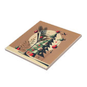 Retro 50s Jet Set Kerstboom Martini Tegeltje (Zijkant)