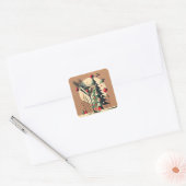 Retro 50s Jet Set Kerstboom Martini Vierkante Sticker (Envelop)