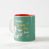 Retro 50s Kerst Holly Jolly Juice Grappig Custom Tweekleurige Koffiemok (Voorkant links)