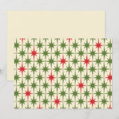 Retro 50s kerst Star Pattern Red Green Cream Kaart (Voorkant / Achterkant)