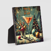 Retro 50s Kerstfeest Martini Merry & Bright Fotoplaat (Voorkant)