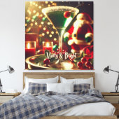 Retro 50s Kerstman Christmas Groene Martini Canvas Afdruk (Insitu (Slaapkamer))