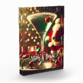 Retro 50s Kerstman Christmas Groene Martini Fotoblokken (Links)