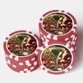 Retro 50s Kerstman Christmas Groene Martini Poker Chips (Opstapeling)
