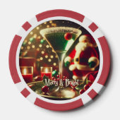 Retro 50s Kerstman Christmas Groene Martini Poker Chips (Achterkant)