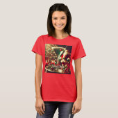 Retro 50s Kerstman Christmas Groene Martini T-shirt (Voorkant volledig)