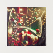 Retro 50s Kerstman Christmas Groene Martini Wandkleed (Voorkant (horizontaal))