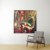 Retro 50s Kerstman Christmas Groene Martini Wandkleed (In Situ (horizontaal))