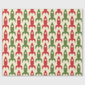 Retro 50s Kerstmis, atoomtijdperken raketten Cadeaupapier (Vlak)