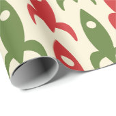 Retro 50s Kerstmis, atoomtijdperken raketten Cadeaupapier (Rol Hoek)