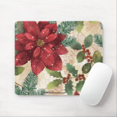 Retro 50s Kerstmis Poinsettia Mousepad Muismat (Met muis)