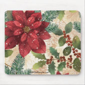 Retro 50s Kerstmis Poinsettia Mousepad Muismat (Voorkant)