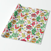 Retro 50s kerstsierdesign cadeaupapier (Uitgerold)