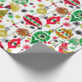 Retro 50s kerstsierdesign cadeaupapier (Hoek)