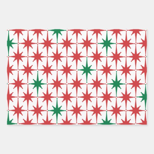 Retro  50s kerstStar-patroon Inpakpapier Vel (Voorkant 3)