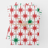 Retro  50s kerstStar-patroon Inpakpapier Vel (In situ)
