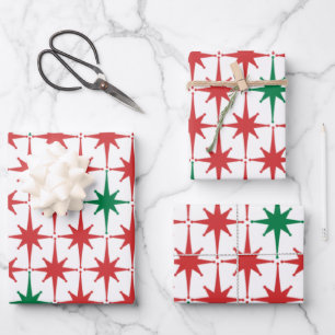 Retro  50s kerstStar-patroon Inpakpapier Vel