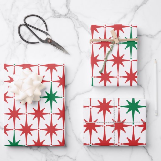 Retro  50s kerstStar-patroon Inpakpapier Vel (Voorkant)