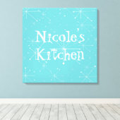 Retro 50s Keuken Custom Room Wandinrichting Canvas Afdruk (Insitu (Houten vloer))