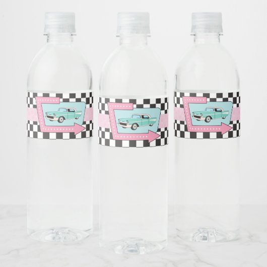 Retro 50s label op gevarendag voor waterflesje waterfles etiket (Flessen)