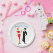 Retro 50s Man Vrouw Paar Cocktail Party Papieren Bordje (Feest)