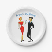 Retro 50s Man Vrouw Paar Cocktail Party Papieren Bordje (Voorkant)