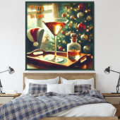Retro 50s Manhattan Martini voor de Kerstman Canvas Afdruk (Insitu (Slaapkamer))