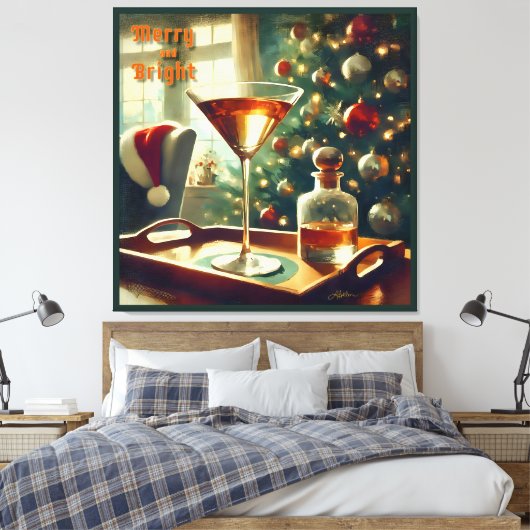 Retro 50s Manhattan Martini voor de Kerstman Canvas Afdruk (Insitu (Slaapkamer))
