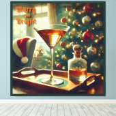 Retro 50s Manhattan Martini voor de Kerstman Canvas Afdruk (Insitu (Houten vloer))