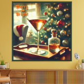 Retro 50s Manhattan Martini voor de Kerstman Canvas Afdruk (Insitu (Woonkamer))
