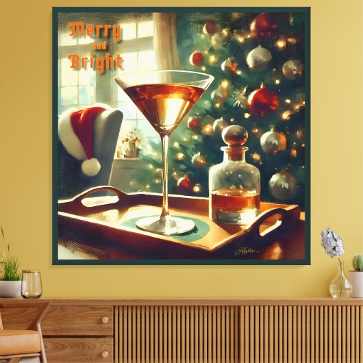Retro 50s Manhattan Martini voor de Kerstman Canvas Afdruk (Insitu (Woonkamer))